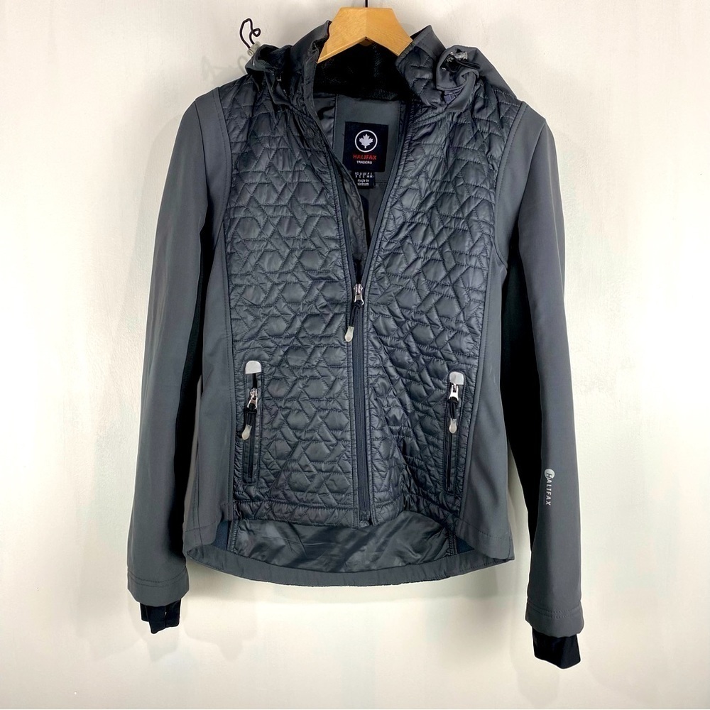 HaliFax Traders Mixed Media Puffer Winter Coat Winter Snow Jacket Gray‎ Small